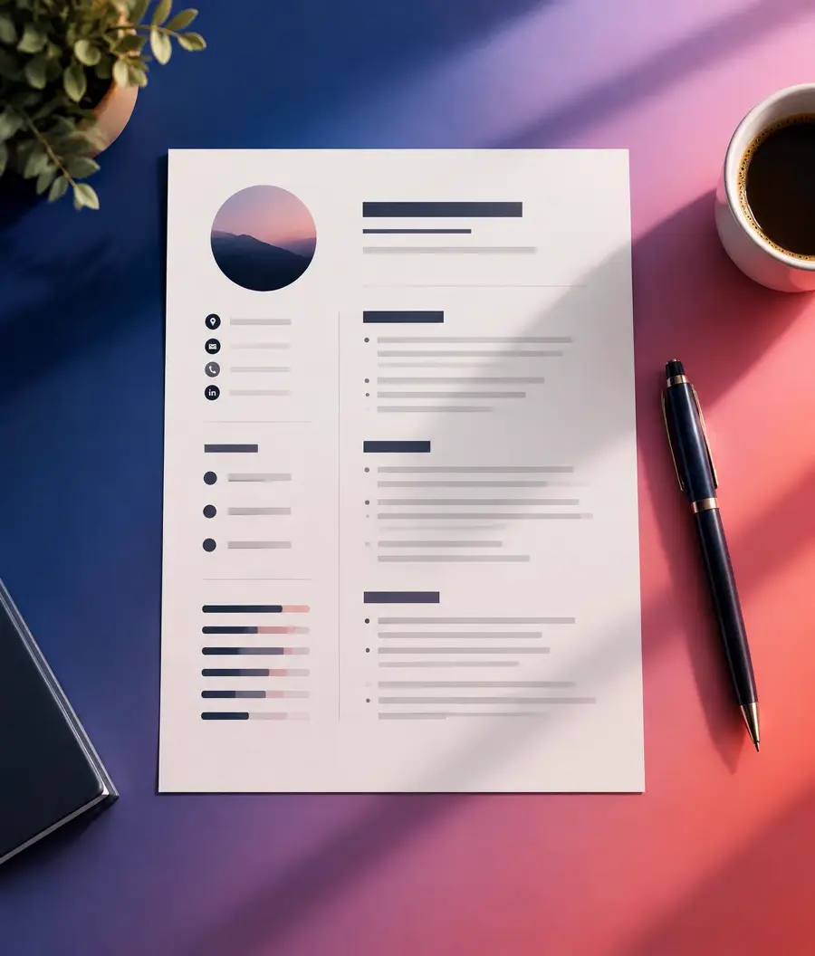 A printed CV on a desk